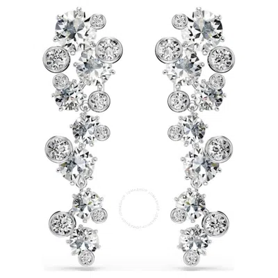 Swarovski Constella Rhodium Plated Drop Earrings In Metallic