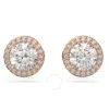 Swarovski Constella Rose-gold Toned Brass And Zirconia Halo Stud Earrings In Pink/rose Gold Tone/gold Tone