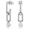 Swarovski Constella Crystal Charm Link Drop Earrings In Silver