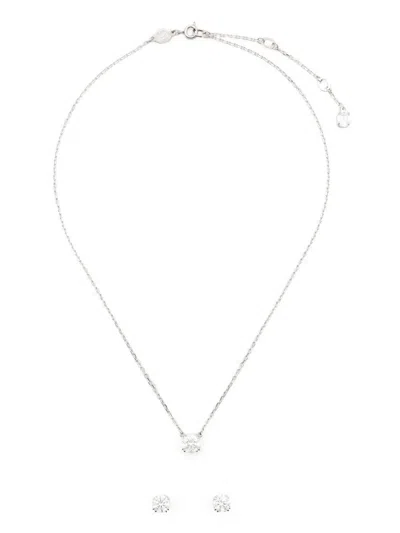 Swarovski Constella Round-cut Earrings In Silver