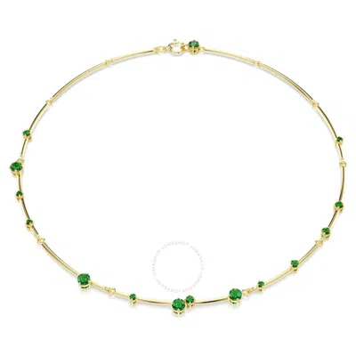 Swarovski Constella Round-cuts Gold-plated Necklace In Green/gold Tone