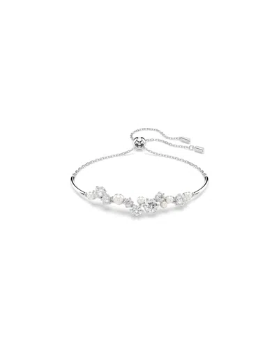 SWAROVSKI CONSTELLA ROUND CUTS WHITE RHODIUM PLATED BANGLE BRACELET