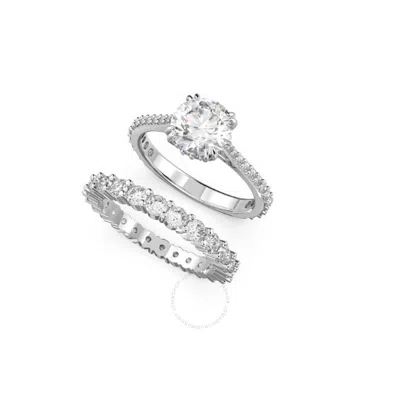 Swarovski Constella Set Rings Rhodium Shiny White In Silver Tone