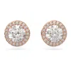 Swarovski Constella Rose-gold Toned Brass And Zirconia Halo Stud Earrings In White