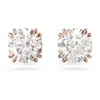 Swarovski Womens White Constella Rose-gold Toned Brass And Zirconia Stud Earrings In White