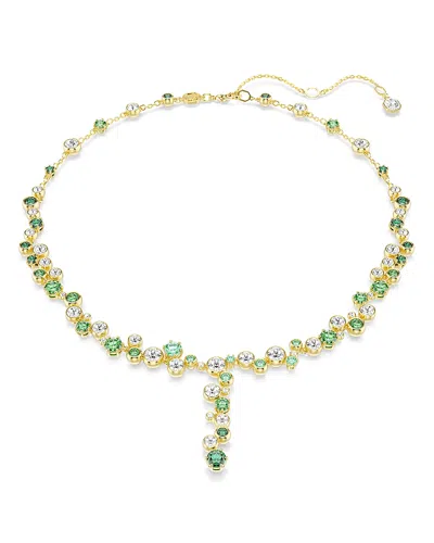 SWAROVSKI CONSTELLA WHITE & GREEN CRYSTAL LARIAT NECKLACE, 14.87-17.75
