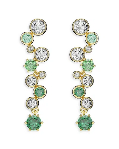 SWAROVSKI CONSTELLA WHITE & GREEN CRYSTAL LINEAR DROP EARRINGS