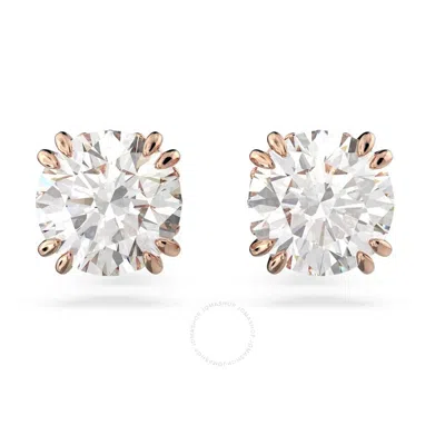 SWAROVSKI SWAROVSKI CONSTELLA WHITE ROSE GOLD-TONE PLATED ROUND CUT STUD EARRINGS