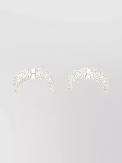Swarovski Crescent Moon Crystal Rhinestone Earrings In White