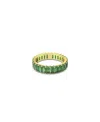 Swarovski Matrix Green Baguette Crystal Stack Ring In Gold Tone In Green