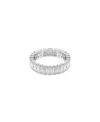 Swarovski Crystal Baguette Cut Gray Matrix Ring In Clear,silver