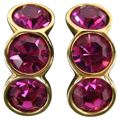 Pre-owned Swarovski Crystal Bezel Set Earrings, Never Worn 1980s In Brown