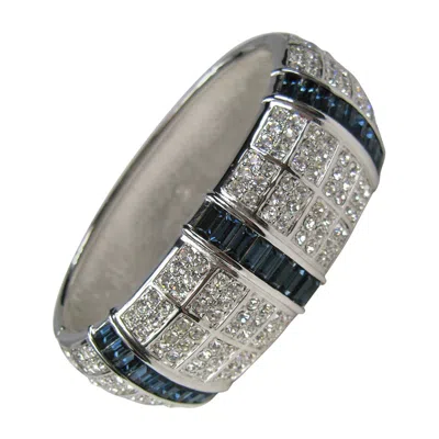 Pre-owned Swarovski Crystal Bracelet Blue & White Bangle 1990s