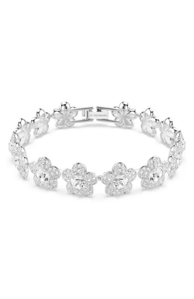 Swarovski X Ariana Grande Rhodium Plated Flower Bracelet In Metallic