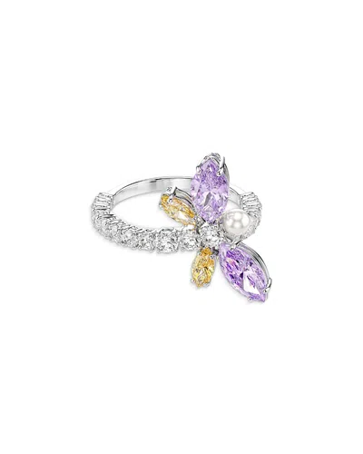 SWAROVSKI CRYSTAL, CUBIC ZIRCONIA & IMITATION PEARL DRAGONFLY RING