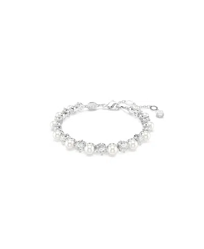 SWAROVSKI CRYSTAL CULTIVATED PEARL ROUND CUT TENNIS BRACELET