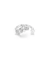 Swarovski Crystal Cultivated Pearl Round Cuts Statement Ring In Silver