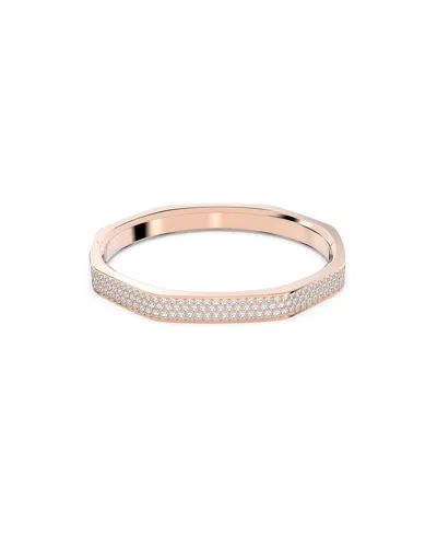 SWAROVSKI CRYSTAL DEXTERA BANGLE OCTAGON SHAPE PAVE MEDIUM WHITE ROSE GOLD-TONE PLATED