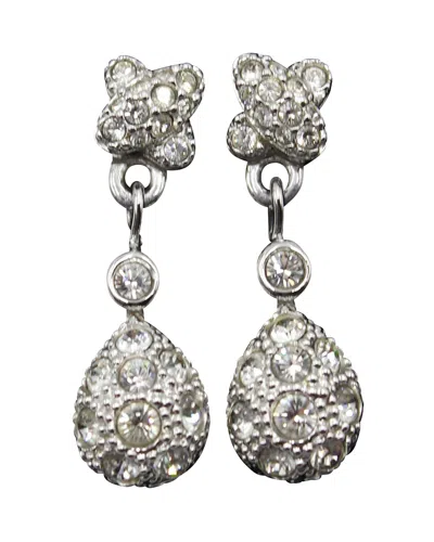 Swarovski Crystal Drop Earrings In Silver Metal