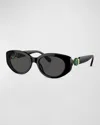 Swarovski Crystal-embellished Acetate Oval Sunglasses In Dark Grey