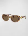 Swarovski Crystal-embellished Acetate Oval Sunglasses In Lite Havana