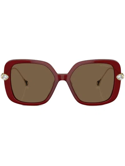 Swarovski Crystal-embellished Butterfly-frame Sunglasses In Red