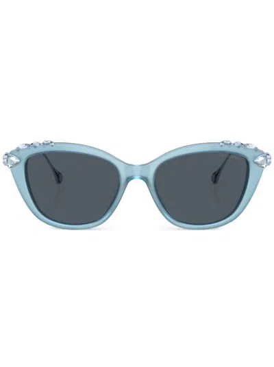 SWAROVSKI CRYSTAL-EMBELLISHED CAT-EYE FRAME SUNGLASSES