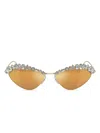 Swarovski Crystal-embellished Cat-eye Frame Sunglasses In Brown