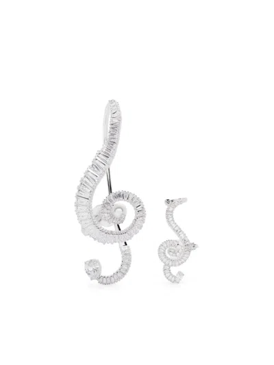 Swarovski Crystal-embellished Clip Earrings In Silver