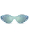 Swarovski Crystal-embellished Goggle-frame Sunglasses In Blue