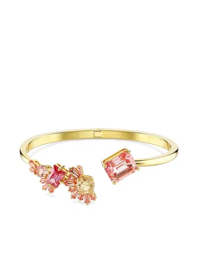 Swarovski Crystal-embellished Gold Bracelet In Pink