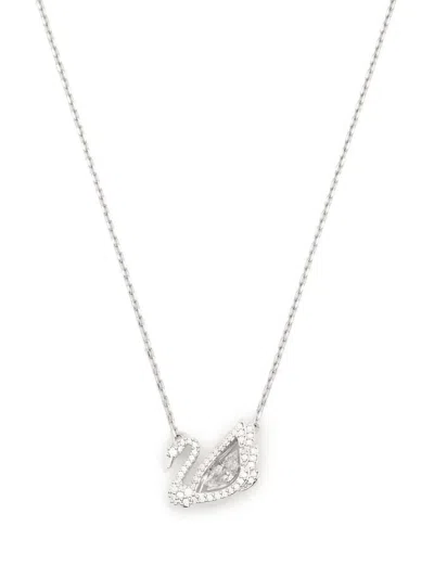 Swarovski Crystal-embellished Logo Pendant Chain In Silver