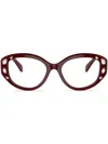 Swarovski Womens Red Sk2006 Oval-frame Gem-embellished Acetate Optical Glasses In Red