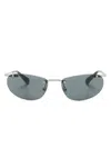 Swarovski Crystal-embellished Oval-frame Sunglasses In Black