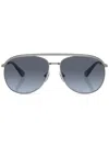 Swarovski Crystal-embellished Pilot-frame Sunglasses In Silver