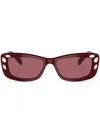 Swarovski Crystal-embellished Rectangle-frame Sunglasses In Red