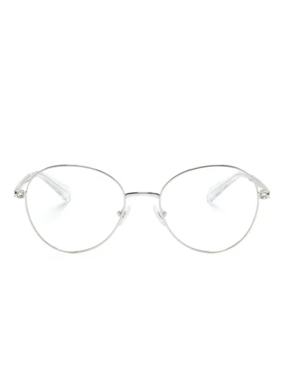 Swarovski Crystal-embellished Round-frame Glasses In Silver