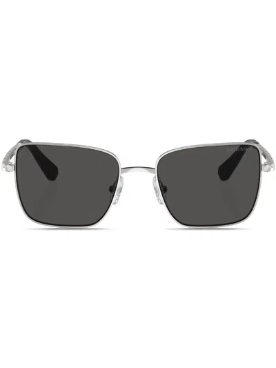Swarovski Crystal-embellished Square-frame Sunglasses In Black