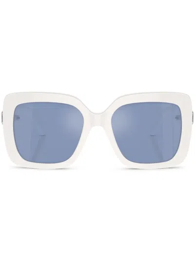 Swarovski Sk6001 Square-frame Acetate Sunglasses In Light Blue Mirror Silver