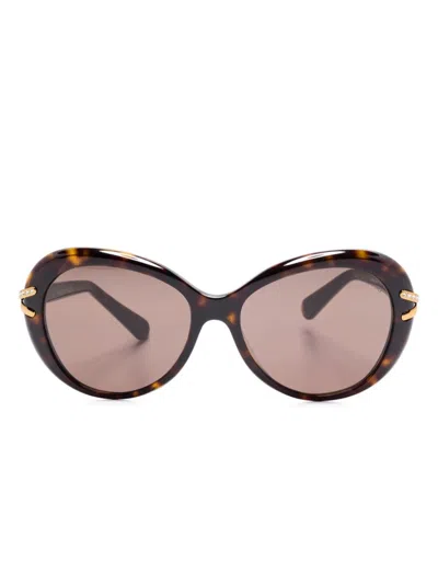 Swarovski Sonnenbrille Mit Kristallen In Braun