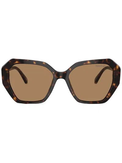 Swarovski Constella 57mm Geometric Sunglasses In Photo Brown
