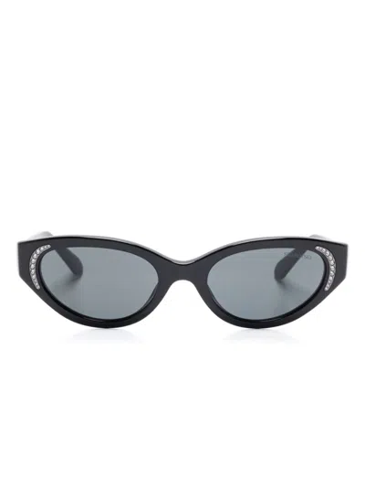 Swarovski Sonnenbrille Mit Kristallen In Schwarz