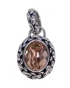 Swarovski Crystal Enhancer Pendant In Silver Metal In Brown