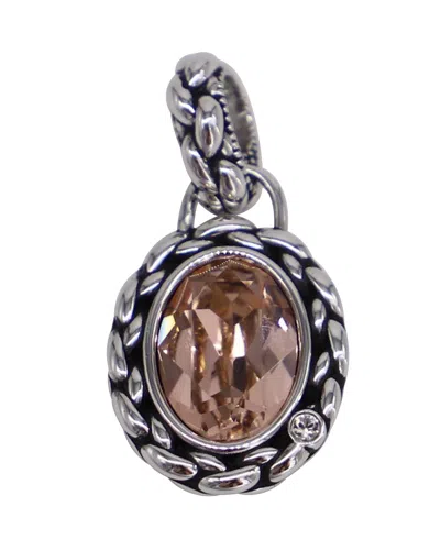 Swarovski Crystal Enhancer Pendant In Silver Metal In Brown