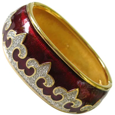 Pre-owned Swarovski Crystal Fleur De Lis Red Enamel Bracelet New, Never Worn