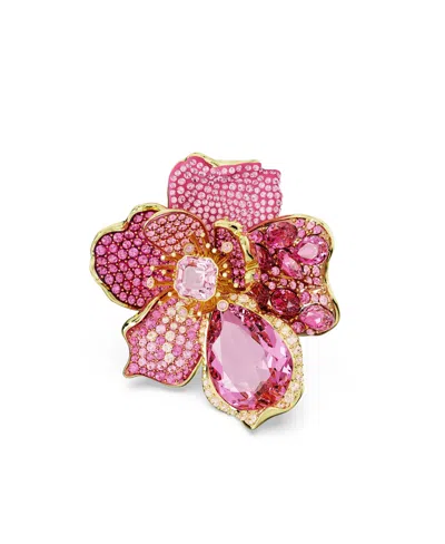 Swarovski Florere Motif Ring Gold Shiny Rose In Pink