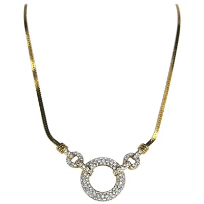 Pre-owned Swarovski Crystal Gold Gilt Drop Necklace Circle New, Never Worn 1980s