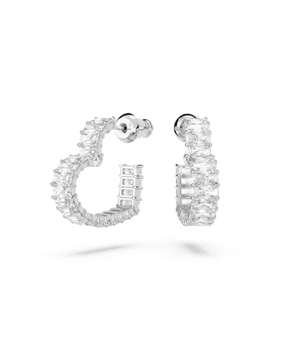 SWAROVSKI CRYSTAL HEART SMALL MATRIX HOOP EARRINGS