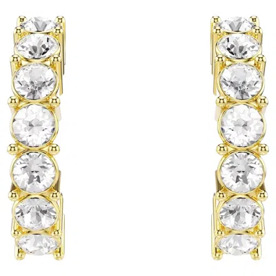 Pre-owned Swarovski Crystal Hoop Earrings In Multi