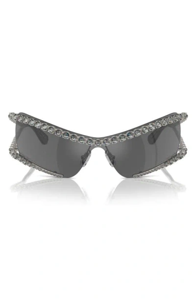 Swarovski Crystal Irregular Sunglasses In Gunmetal
